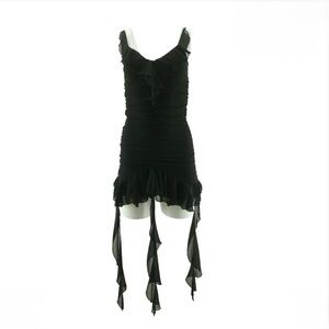 VINTAGE Y2K ⚡️ Black Ruffle Micro Mini | Mesh Grunge